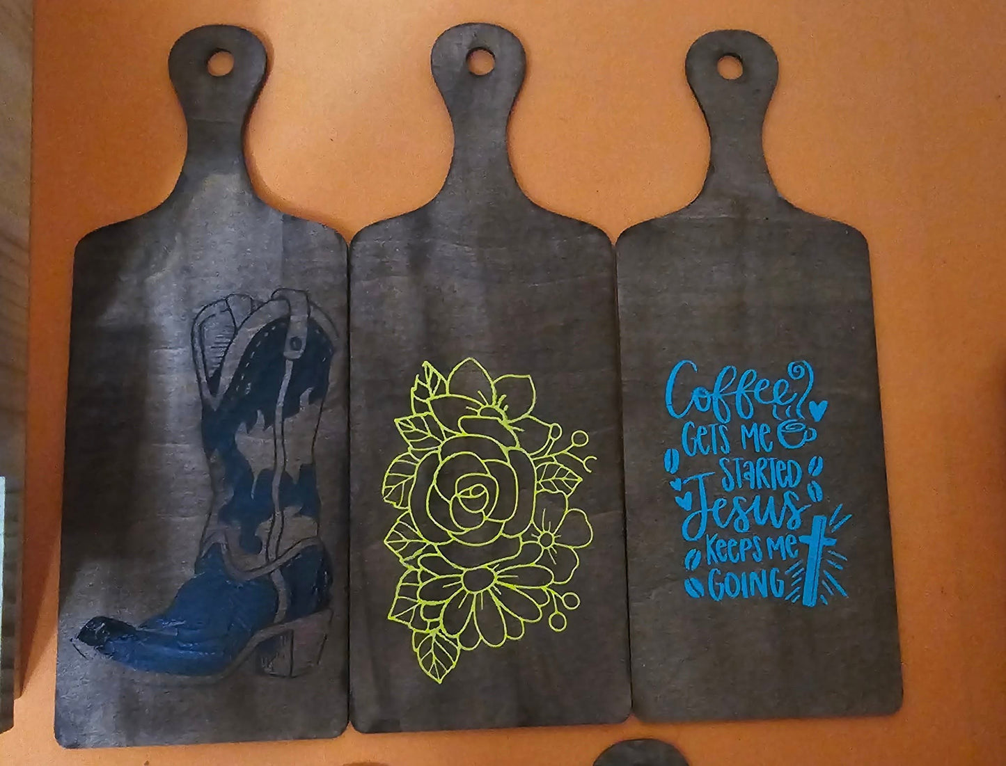 10 HAND PAINTED AND STAINED MINI CHARCUTERIE BOARDS