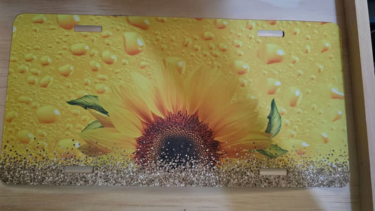 Sunflower in beer license plate