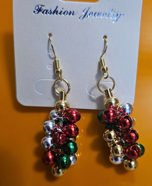 SHORT BEADED BAR EARRING AND CHRISTMAS DANGLES