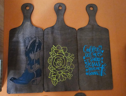 10 HAND PAINTED AND STAINED MINI CHARCUTERIE BOARDS