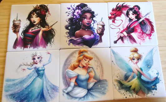 6 piece princess coaster set