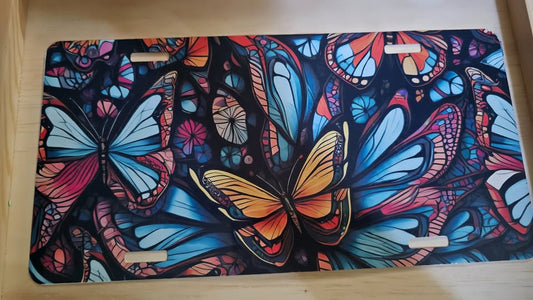 Butterfly metal license plate
