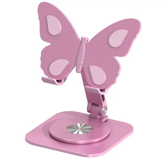 Pink butterfly metal tablet stand